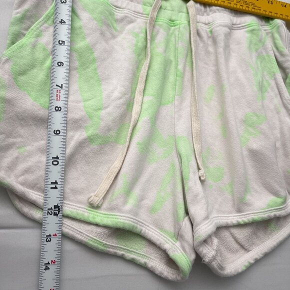 Sundry Tie-Dye Terry Lounge Dolphin Shorts Drawstring Light Green/White Women's - Picture 7 of 7